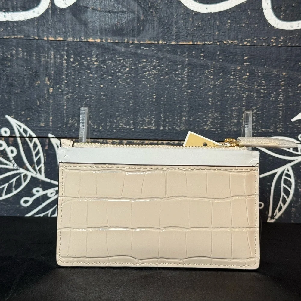 Michael Kors Ivory Croc-Embossed Card Case